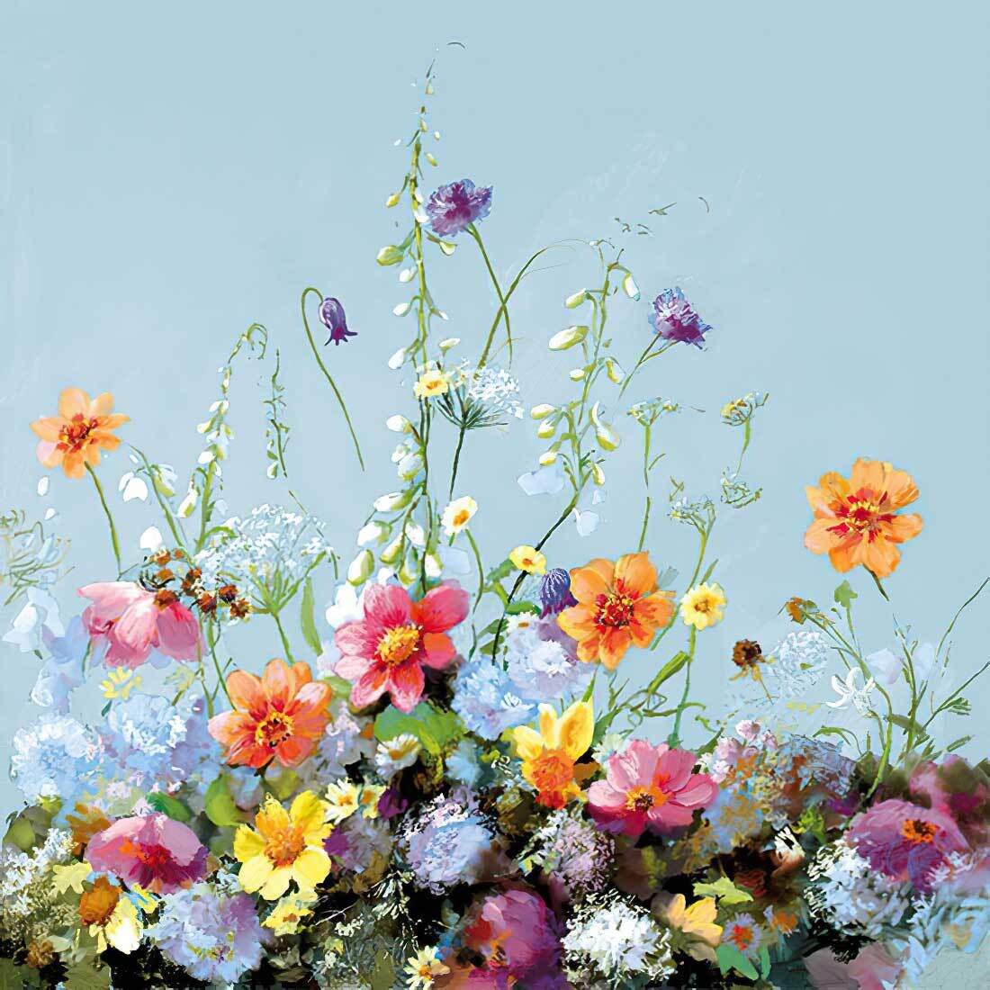 Decoupage Paper Napkins - Floral -  Summer Breeze Blue (1 Sheet)