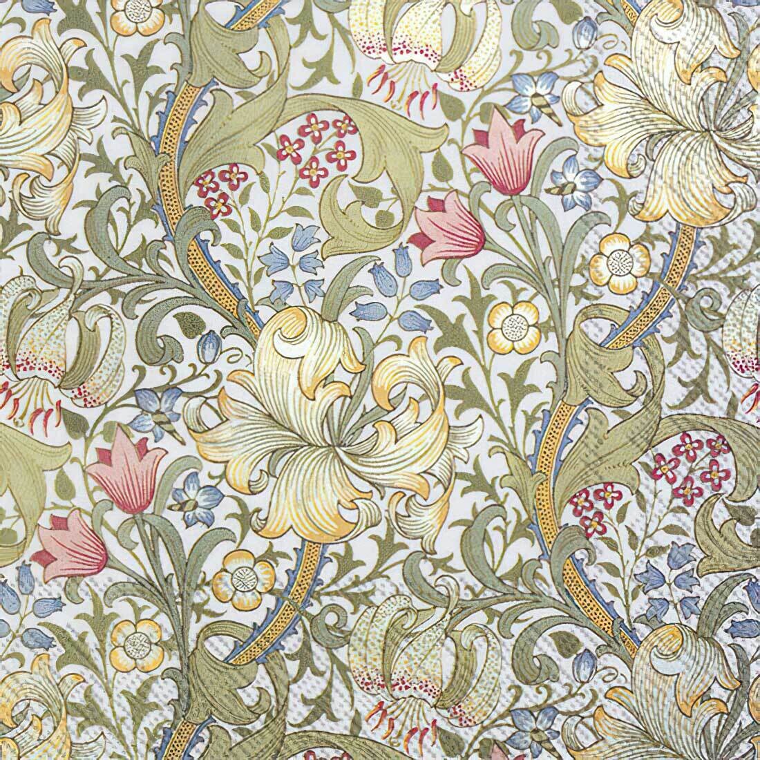Decoupage Paper Napkins - Pattern - Golden Lily V&A (1 Sheet)