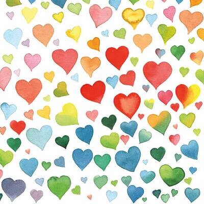 Decoupage Paper Napkins - Heart/Love - Colourful Hearts Mix (1 Sheet)