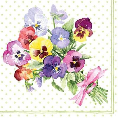 Decoupage Paper Napkins - Floral - Bunch of Violets Green (1 Sheet)