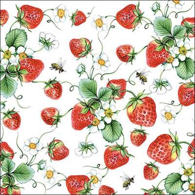 Decoupage Paper Napkins - Food & Drinks - Strawberries All Over (1 Sheet) Out of Stock