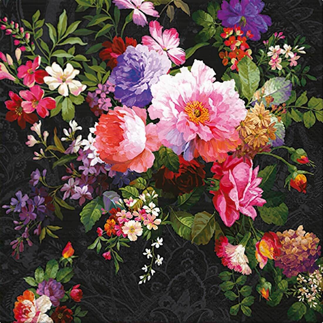 Decoupage Paper Napkins - Floral - Roses on Velvet- (1 Sheet)
