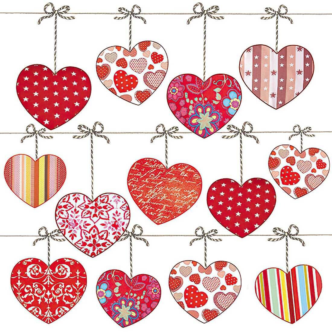Decoupage Paper Napkins - Heart/Love - Hearts on Wire (1 Sheet)