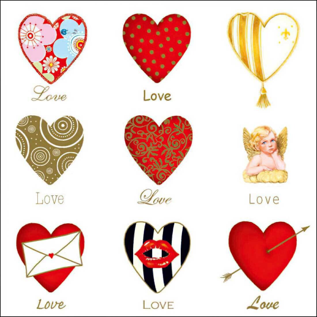 Decoupage Paper Napkins - Heart/Love - Love (1 Sheet)