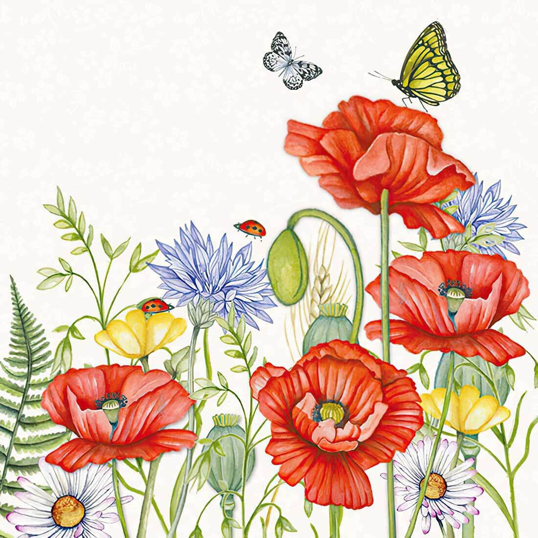 Decoupage Paper Napkins - Floral - Summertime White (1 Sheet)
