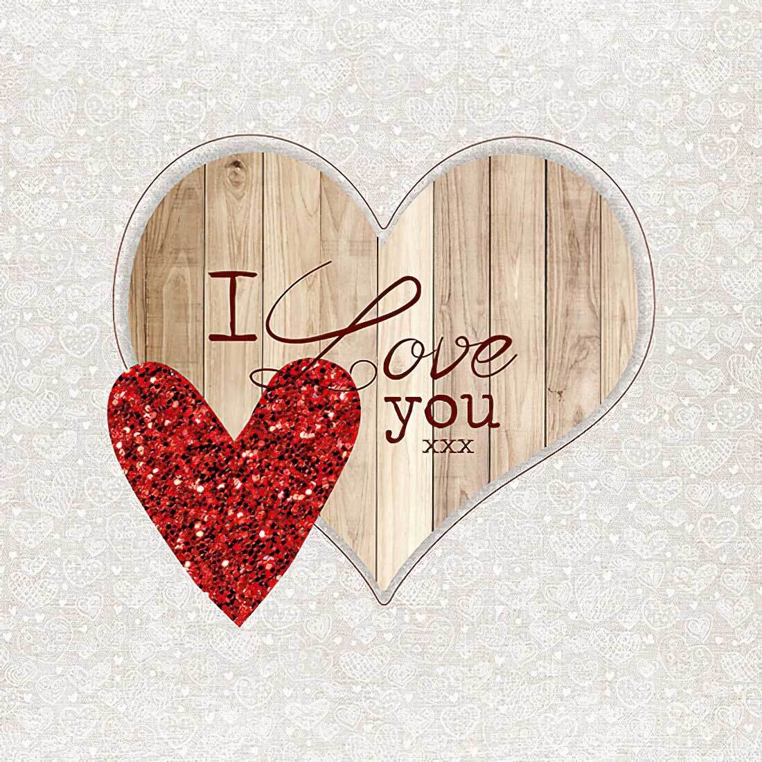 Decoupage Paper Napkins - Heart/Love - I Love You (1 Sheet)