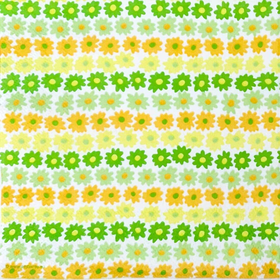 Decoupage Paper Napkins - Pattern - Happy Flowers Yellow (1 Sheet)