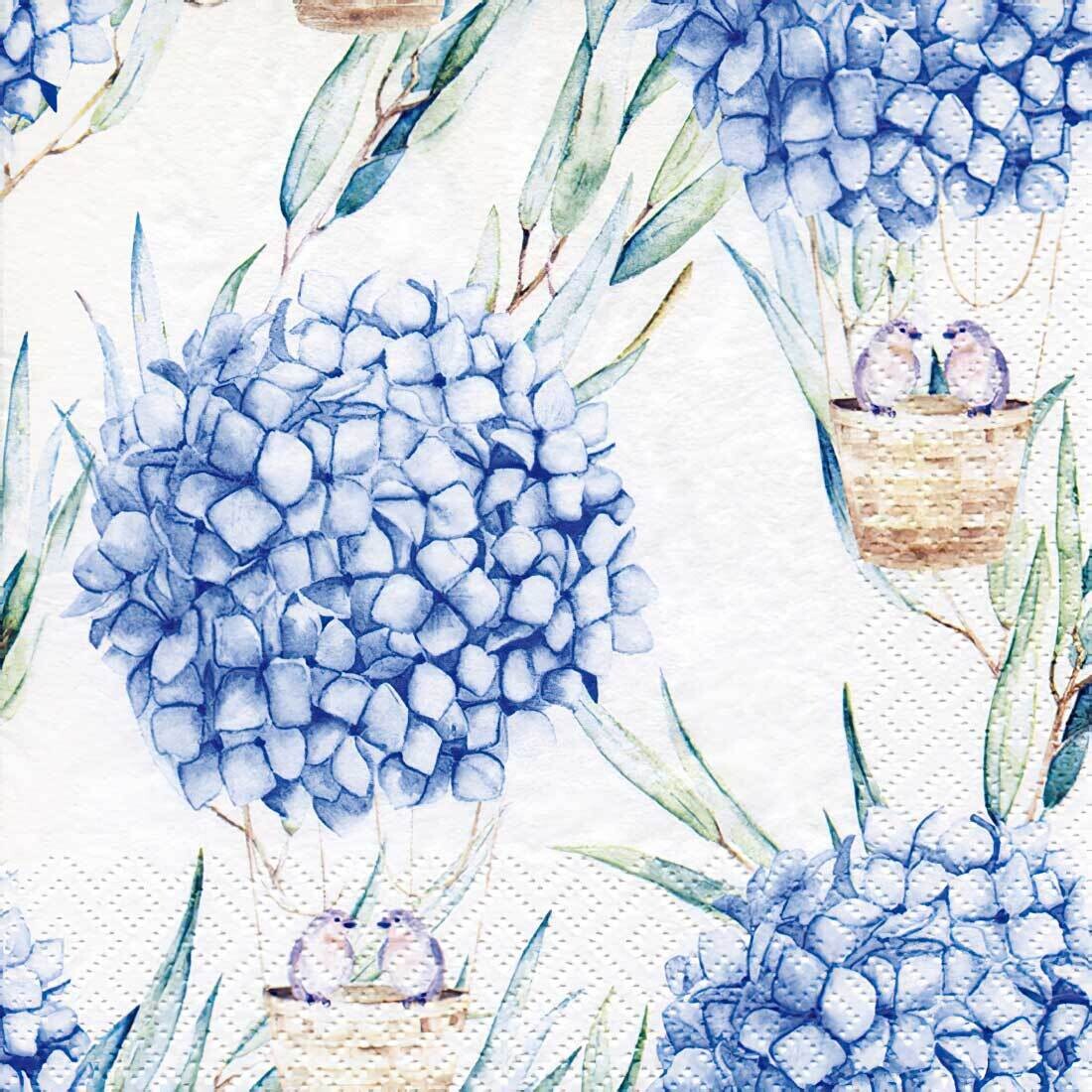 Decoupage Paper Napkins - Floral - Hydrangea Balloons Blue
 (1 Sheet)