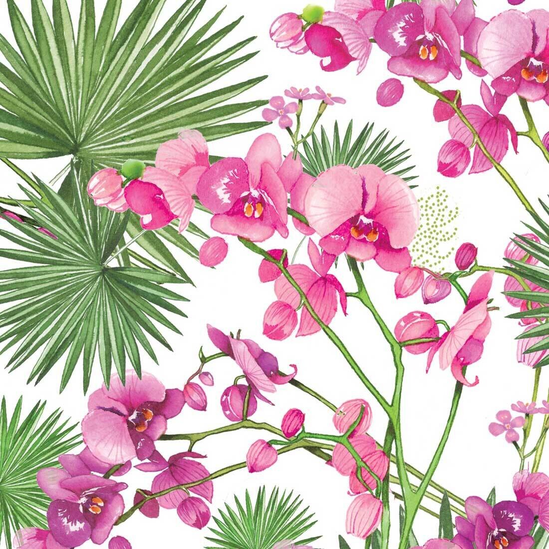Decoupage Paper Napkins - Floral - Orchids & Palms (1 Sheet)
