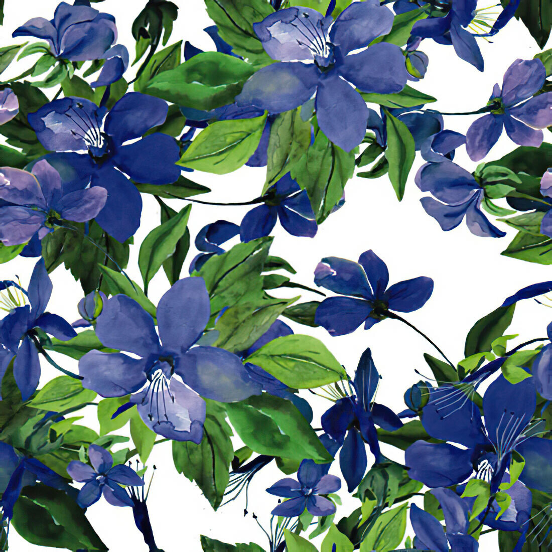 Decoupage Paper Napkins - Floral - Flowering Clematis Blue (1 Sheet)