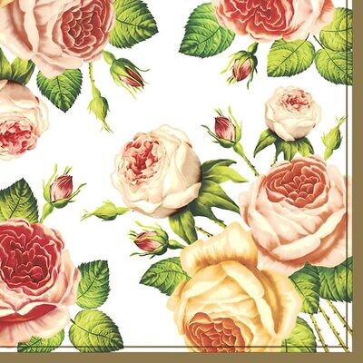 Decoupage Paper Napkins - Floral - Tea Roses White (1 Sheet)