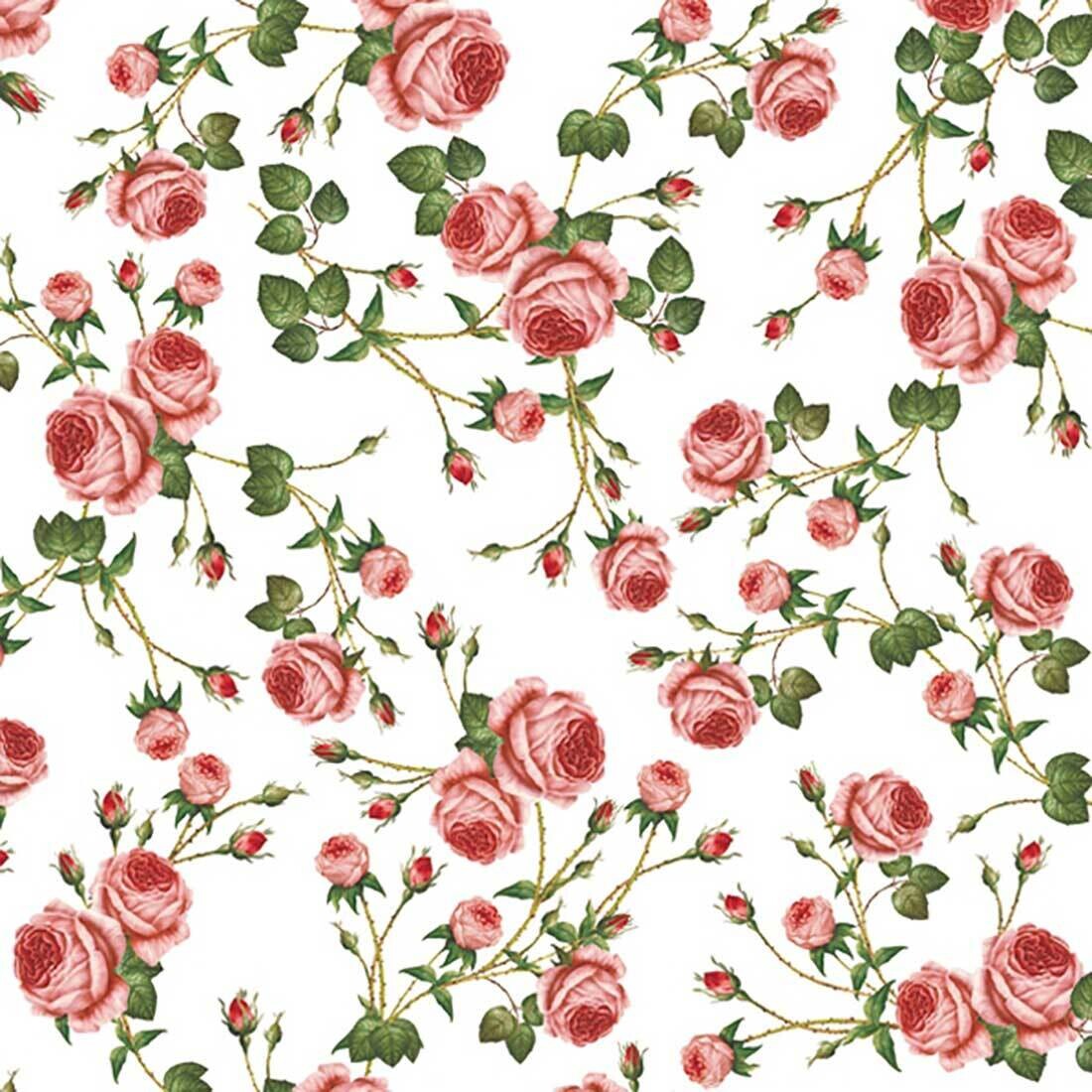 Decoupage Paper Napkins - Floral - Small Roses White (1 Sheet)