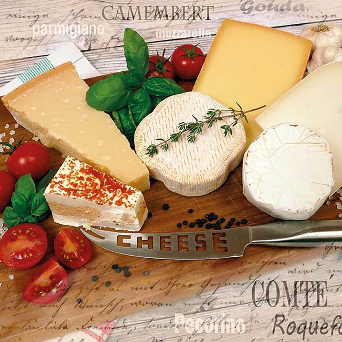 Decoupage Paper Napkins - Food & Drinks - Palette of Cheeses (1 Sheet)