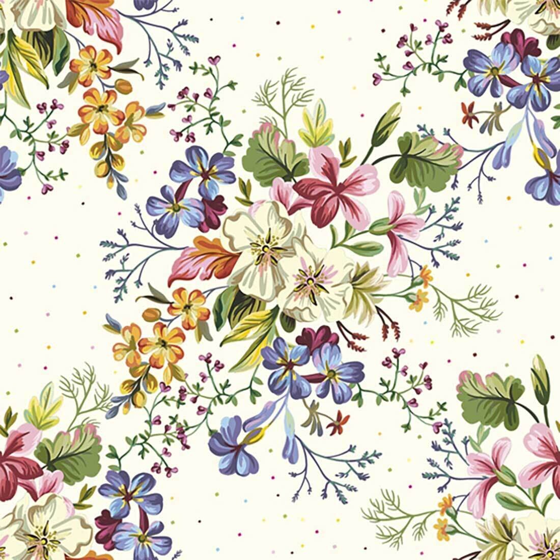 Decoupage Paper Napkins - Floral - Delicate Flowers with Dots (1 Sheet)