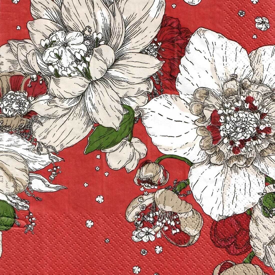 Decoupage Paper Napkins - Floral - Sydäntalvi (1 Sheet)