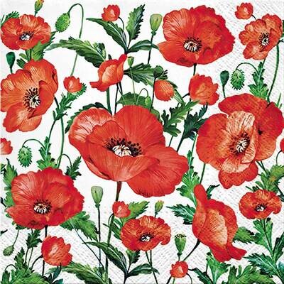 Decoupage Paper Napkins - Floral - Flanders Poppy (1 Sheet)
