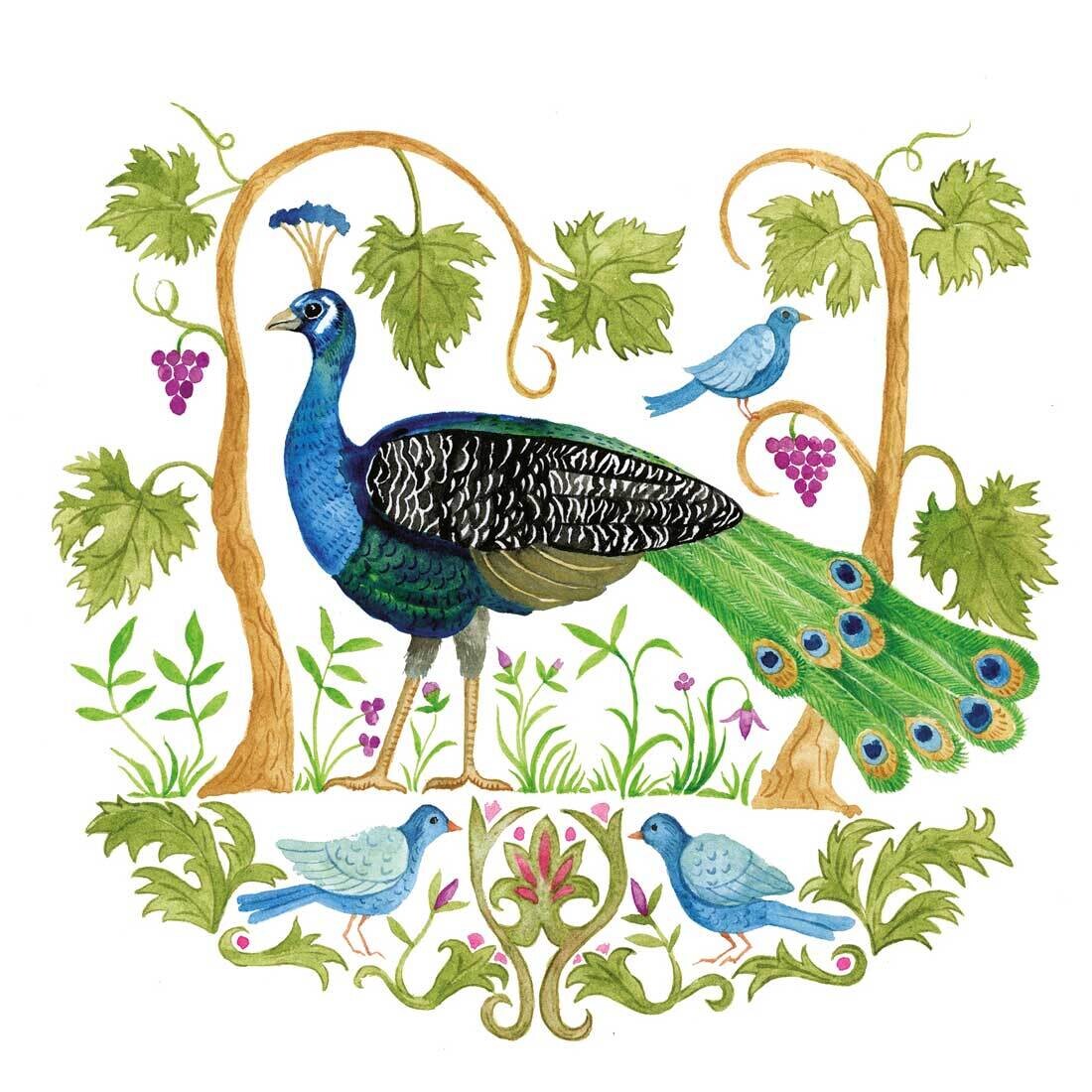 Decoupage Paper Napkins - Bird - Bodrum Peacock (1 Sheet) Out of Stock