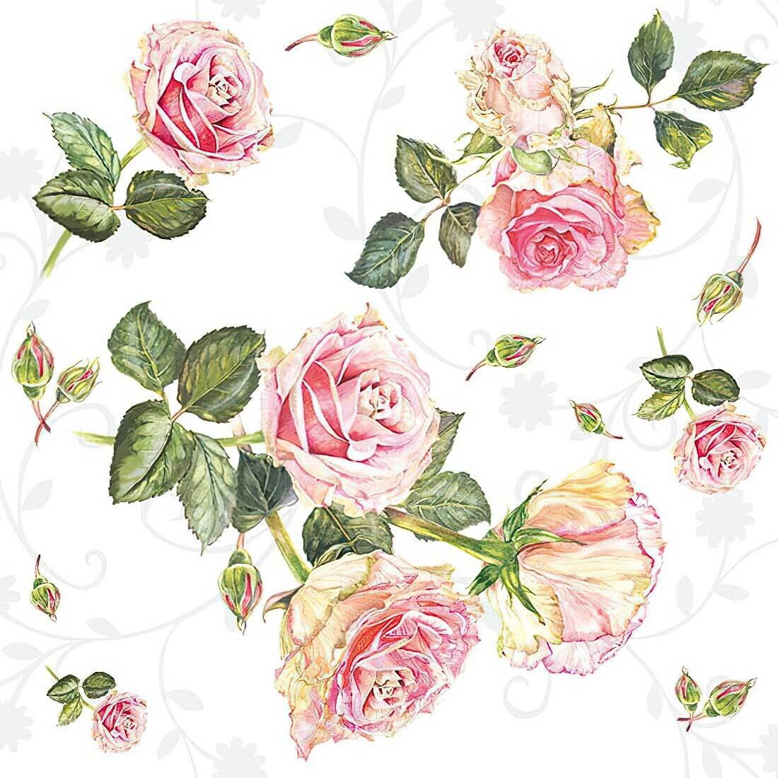 Decoupage Paper Napkins - Floral - Rosie White (1 Sheet)