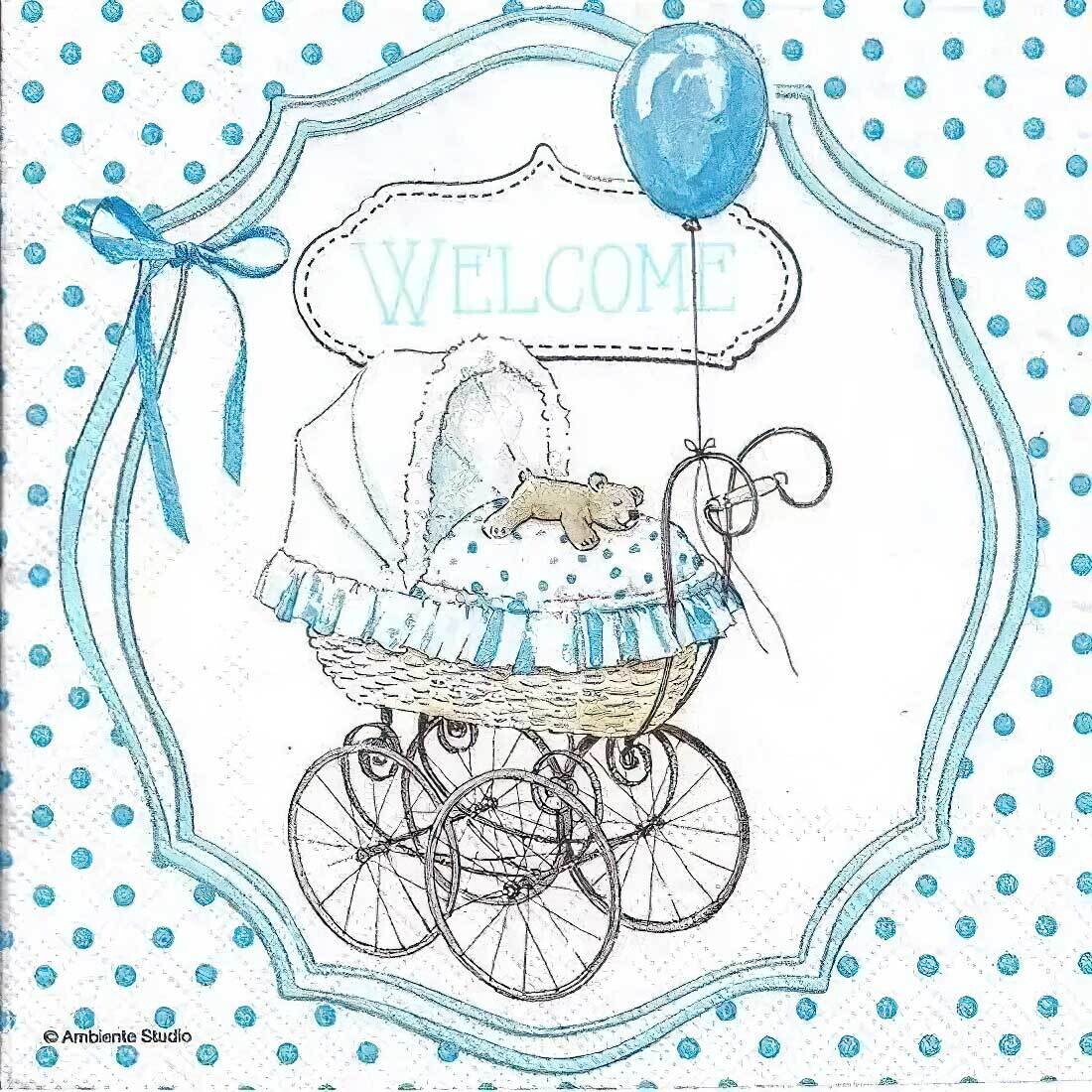 Decoupage Paper Napkins - Other - Welcome Blue (1 Sheet)