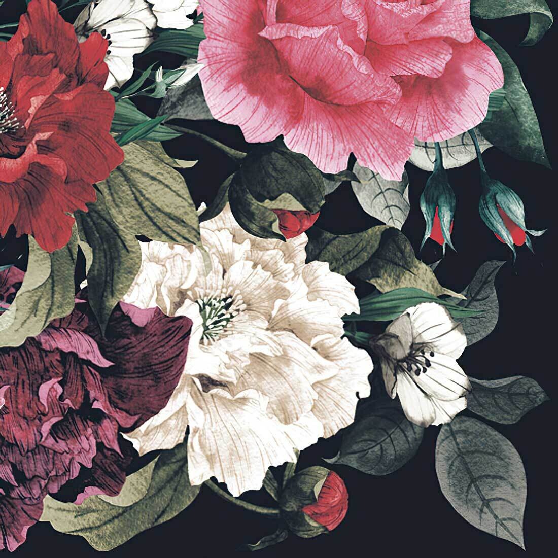 Decoupage Paper Napkins - Floral - Painted Baroque Bouquet (1 Sheet)