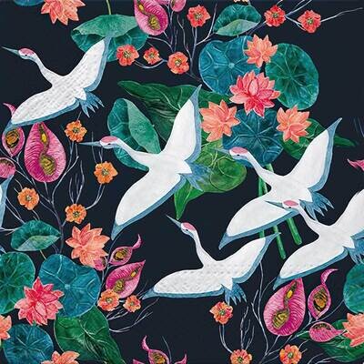 Decoupage Paper Napkins - Bird - White Cranes (1 Sheet)