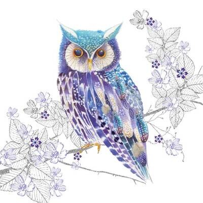 Decoupage Paper Napkins - Bird - Blue Owl (1 Sheet)