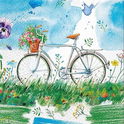 Decoupage Paper Napkins - Outdoor/Scenic - Watercolor Bicycle (1 Sheet)