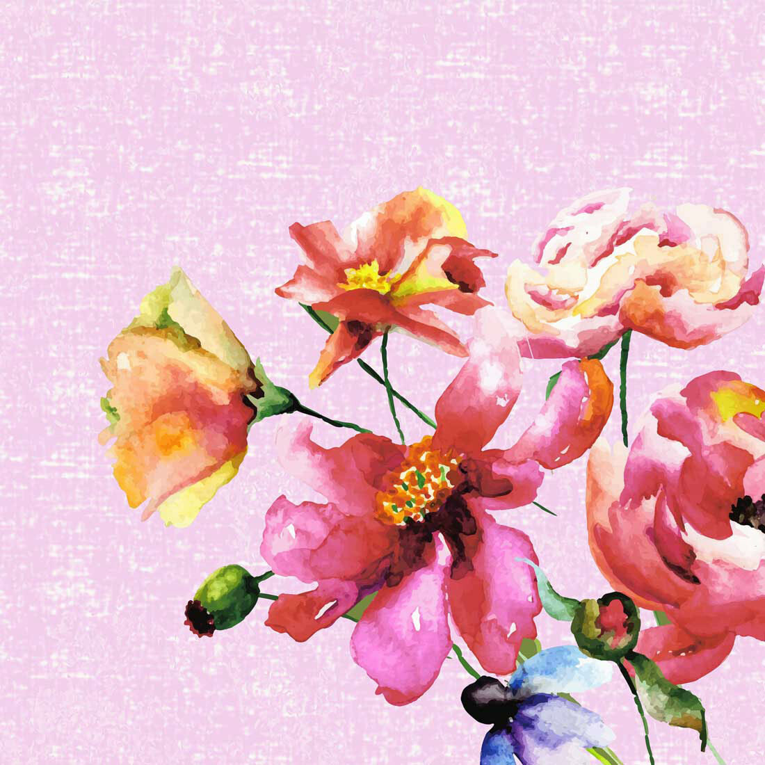 Decoupage Paper Napkins - Floral - Wild Florals Baby Pink (1 Sheet)