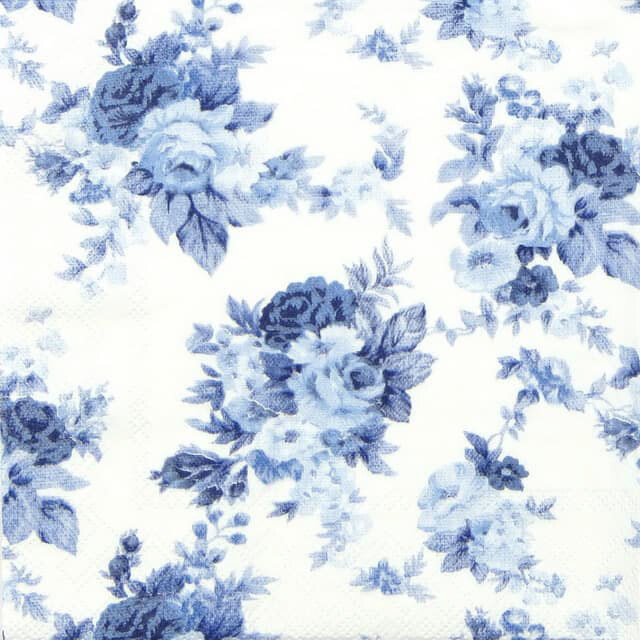 Decoupage Paper Napkins - Floral Blue Antoinette 13x13 (1 Sheet) Out of Stock