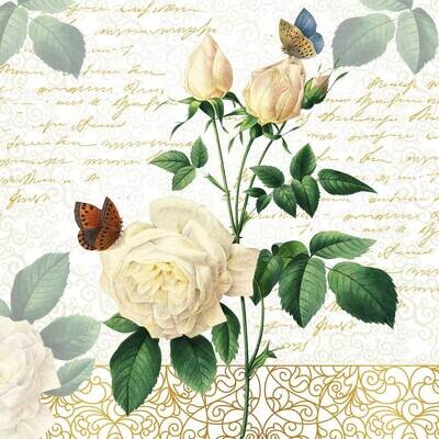 Decoupage Paper Napkins - Floral - Rose Lace (1 Sheet)