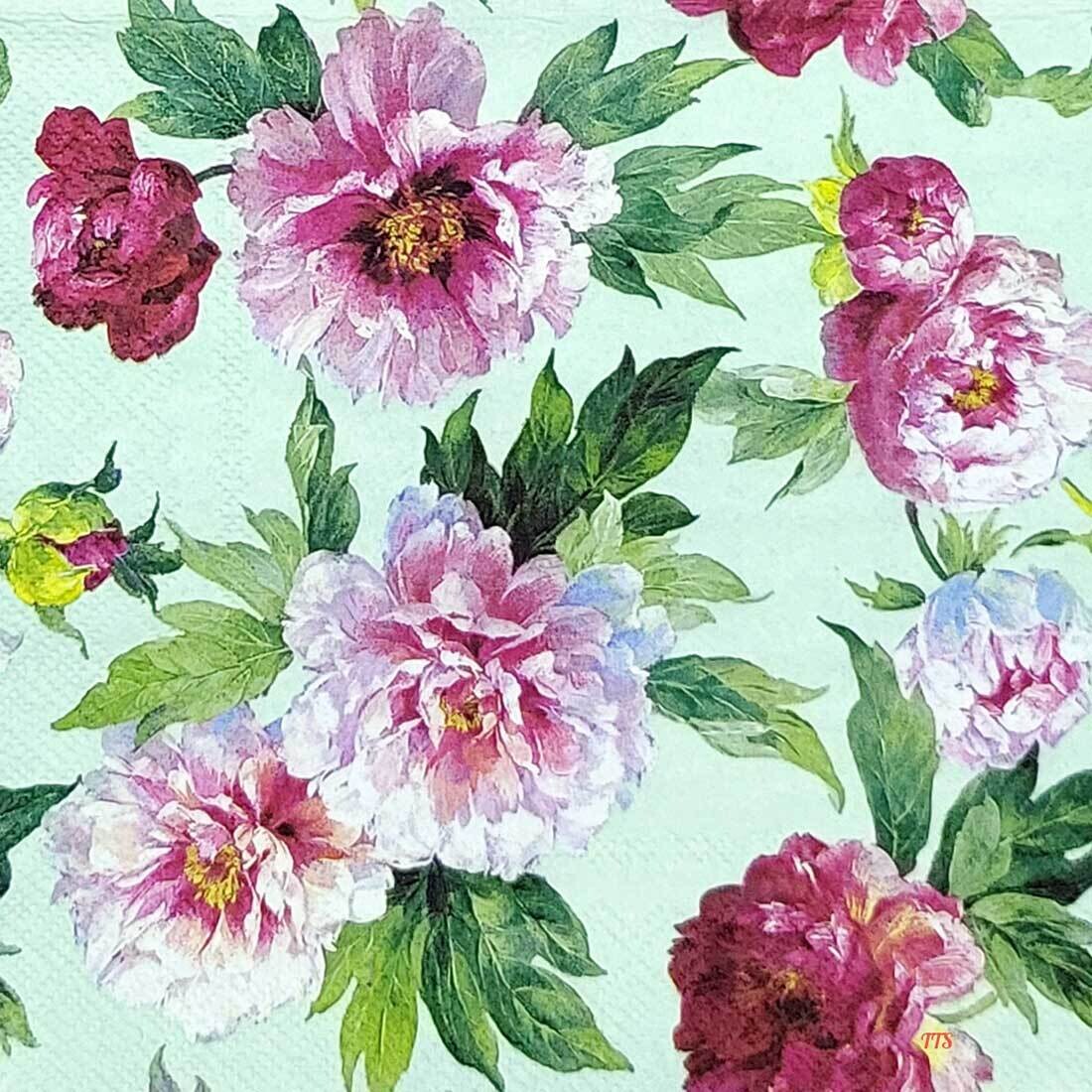Decoupage Paper Napkins - Floral - Olga Green (1 Sheet)