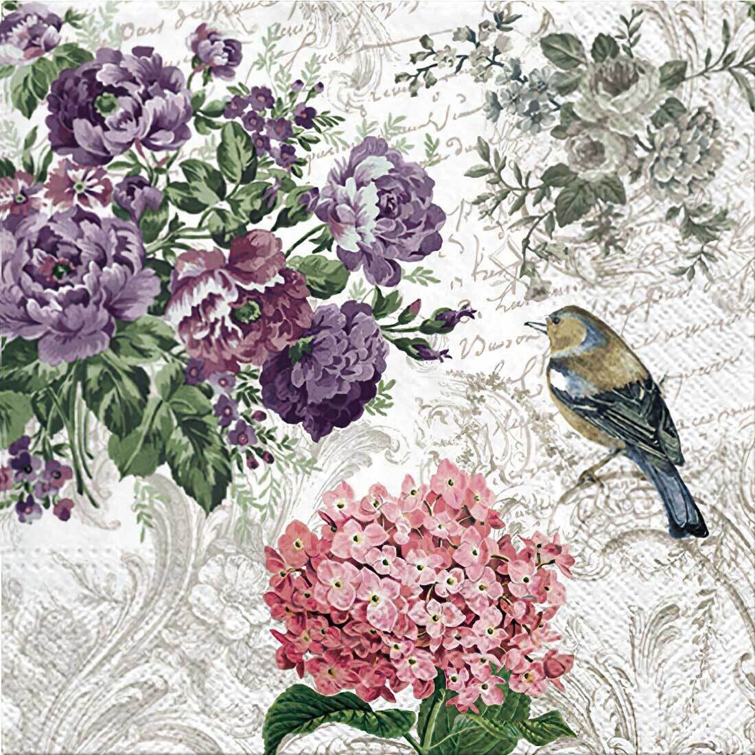 Decoupage Paper Napkins - Bird - Charming Garden (1 Sheet)