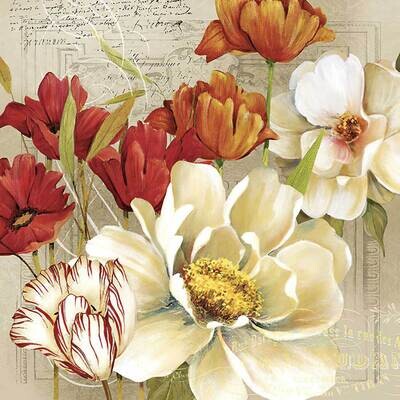 Decoupage Paper Napkins - Floral- Coralie (1 Sheet)