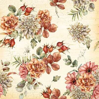 Decoupage Paper Napkins - Floral - Asta &amp; Dahlia Cream(1 Sheet)