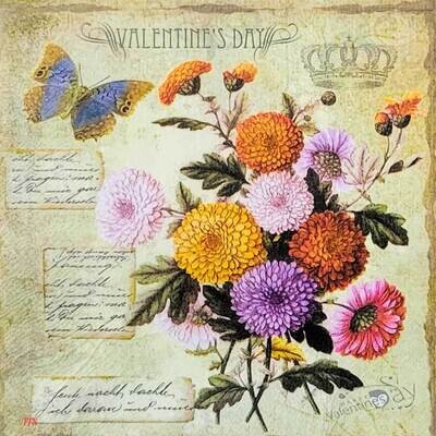 Decoupage Paper Napkins - Floral - Valentines (1 Sheet)