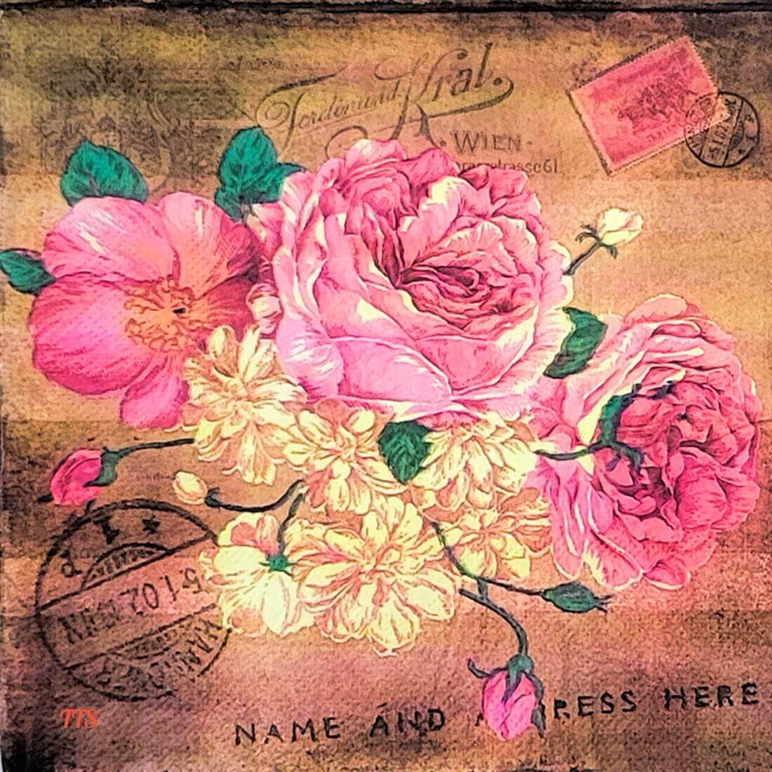 Decoupage Paper Napkins - Floral - Roses (1 Sheet)
