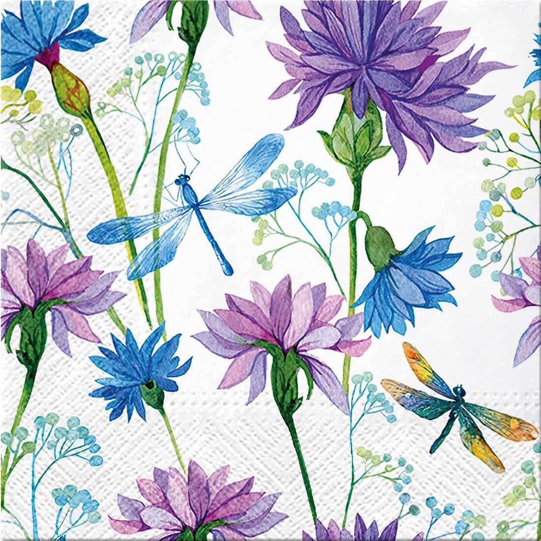Decoupage Paper Napkins - Butterflies - Flowers With Dragonfly (1 Sheet) Out of Stock