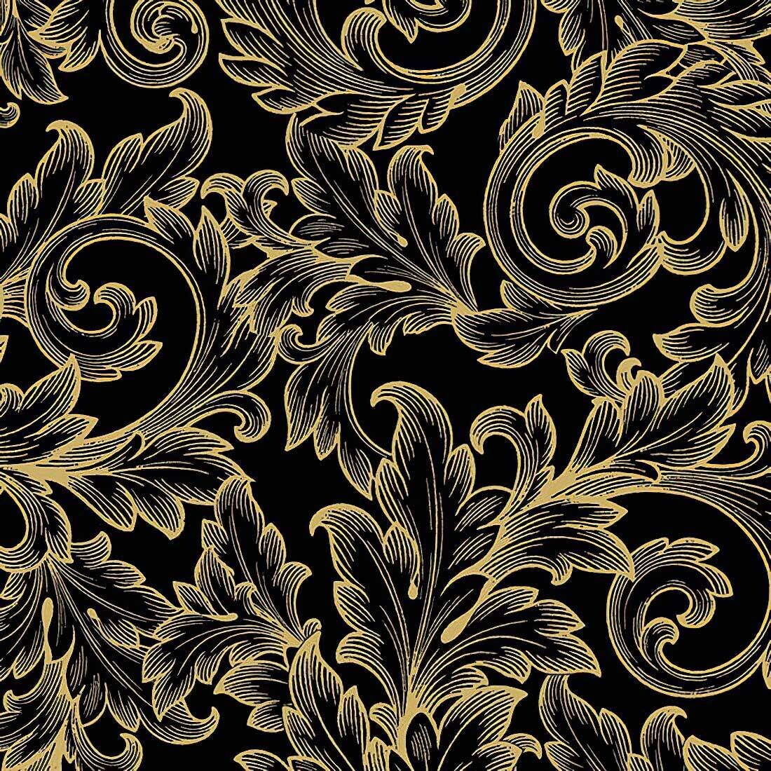 Decoupage Paper Napkins - Pattern - Baroque Gold/Black (1 Sheet)