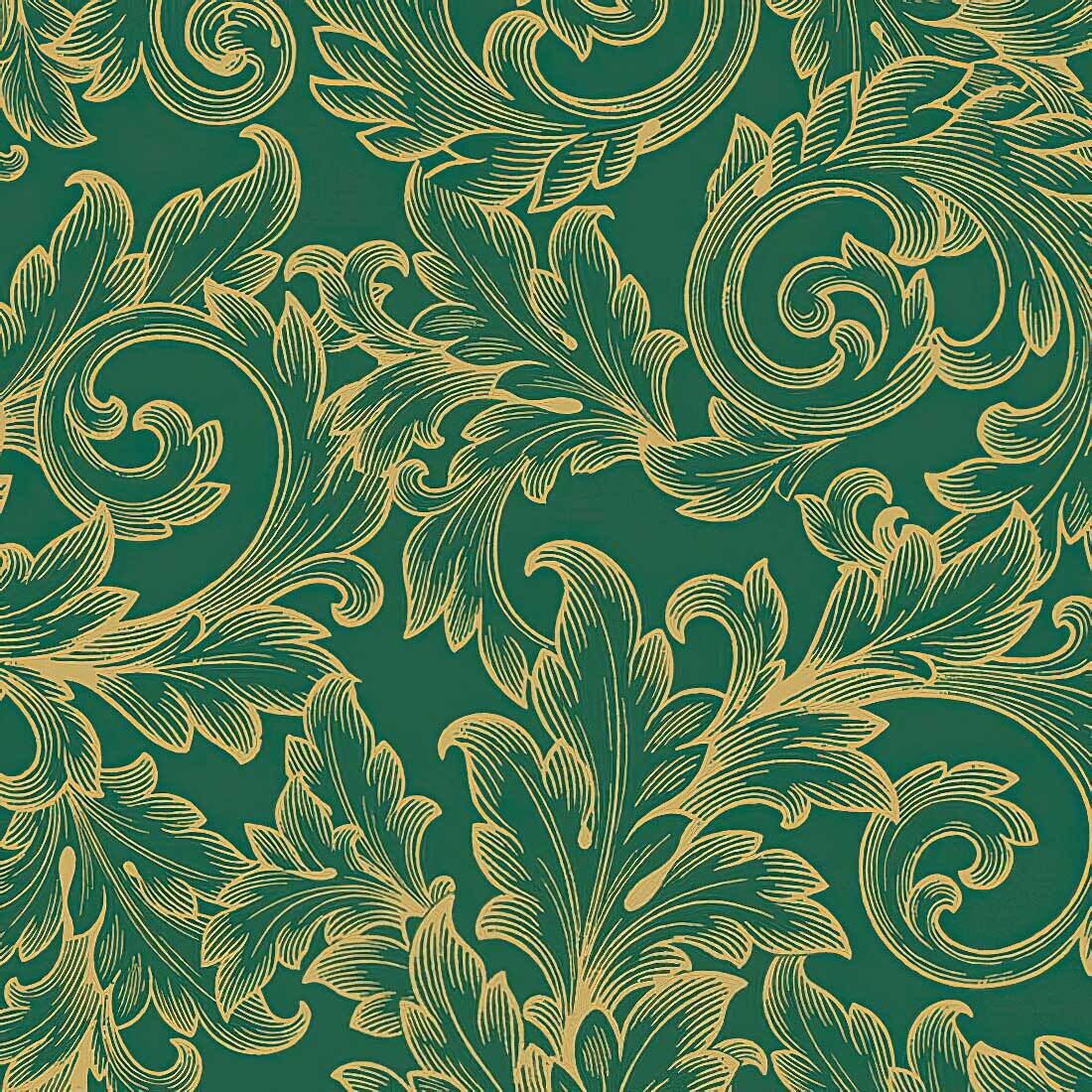 Decoupage Paper Napkins - Pattern - Baroque Gold/Green (1 Sheet)