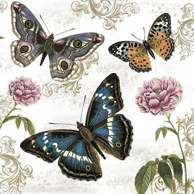 Decoupage Paper Napkins - Butterflies - Butterflies on Retro (1 Sheet)
