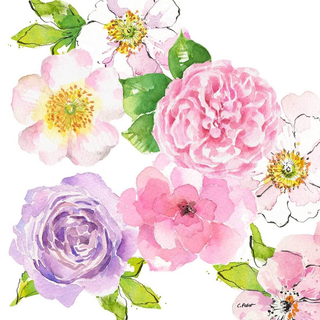 Decoupage Paper Napkins - Floral - Flower Blush (1 Sheet)