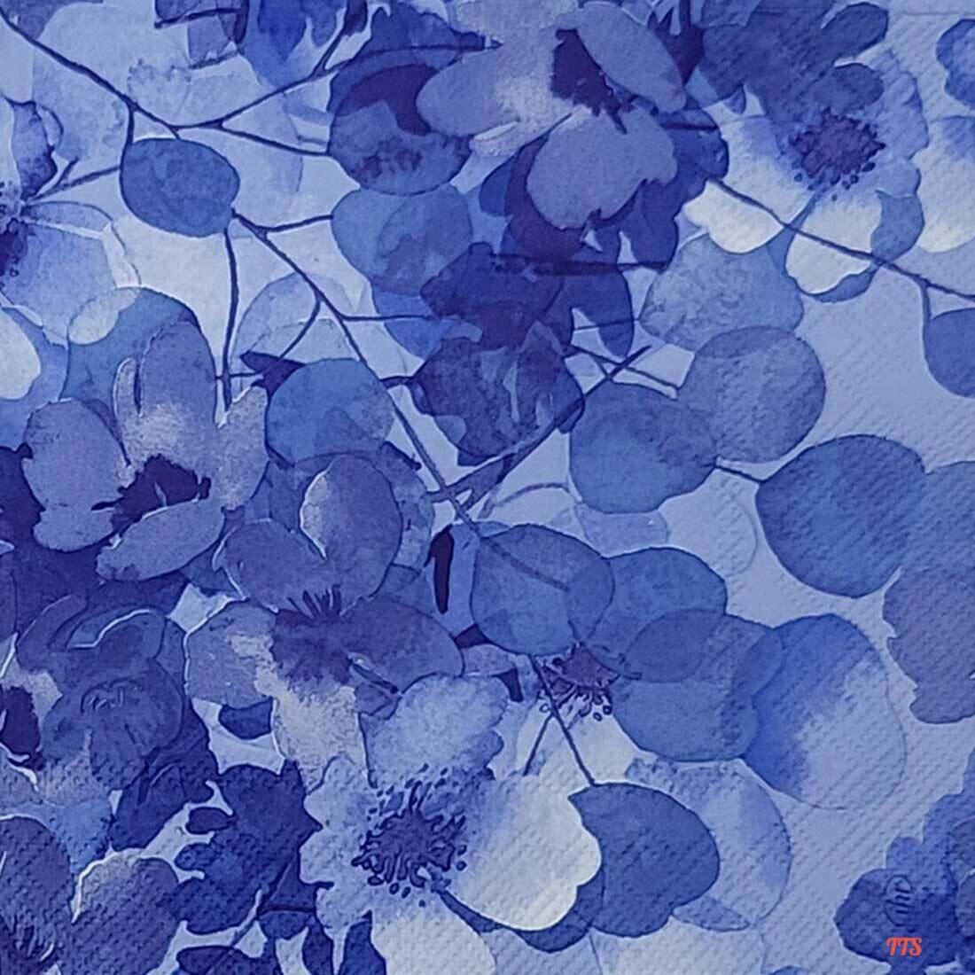 Decoupage Paper Napkins - Floral - Bluna Blue (1 Sheet)