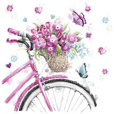 Decoupage Paper Napkins - Other - Pink Bicycle with Basket (1 Sheet)