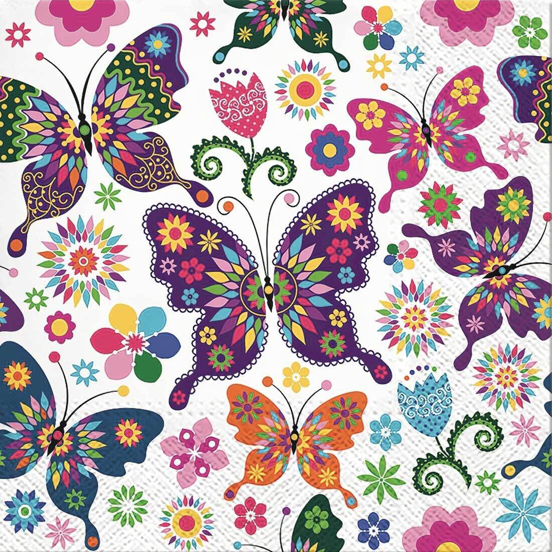 Decoupage Paper Napkins - Butterflies - Colorful Butterflies (1 Sheet)