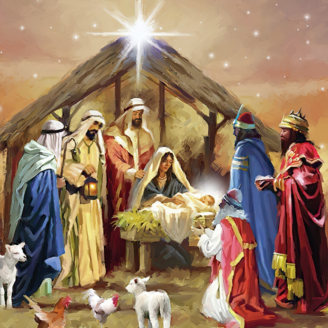 Decoupage Paper Napkins - Christmas/Xmas - Nativity Collage (1 Sheet)