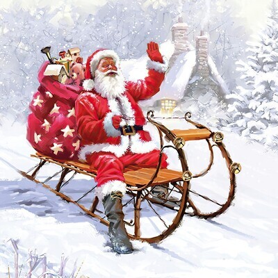Decoupage Paper Napkins - Christmas/Xmas - Santa On Sledge (1 Sheet)