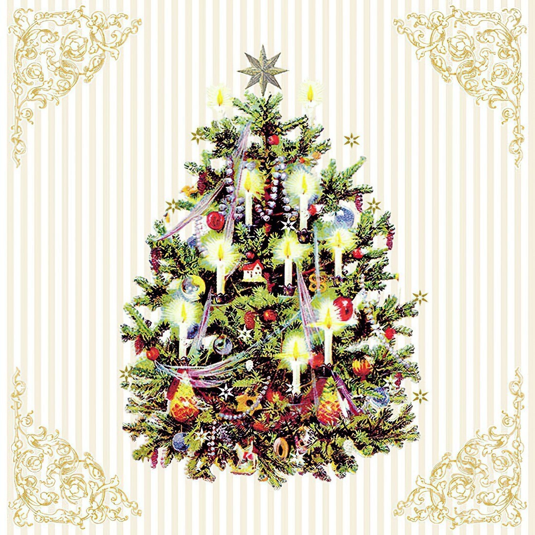 Decoupage Paper Napkins - Christmas/Xmas - X-Mas Tree Cream (1 Sheet)
