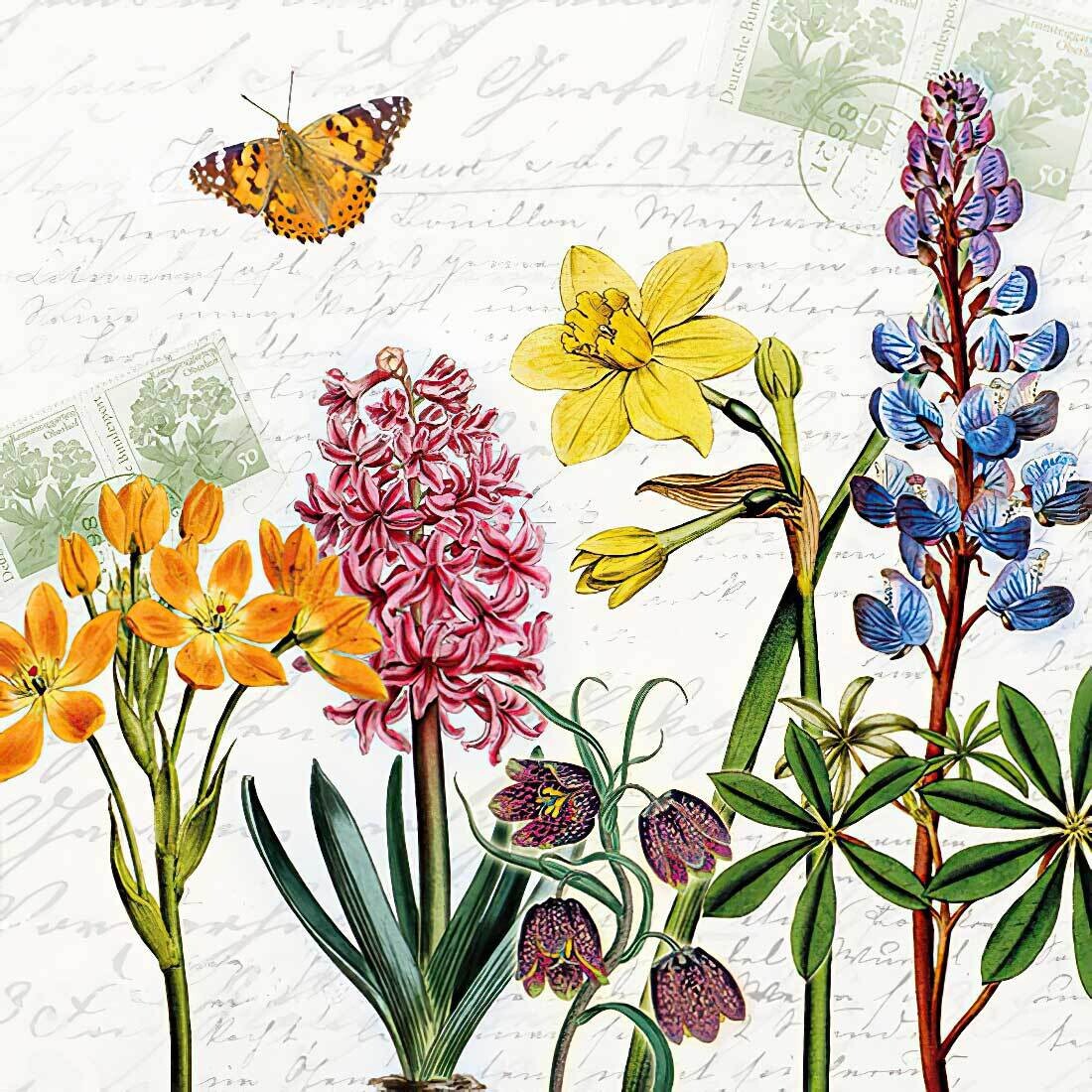 Decoupage Paper Napkins - Butterflies - Spring Flowers (1 Sheet)