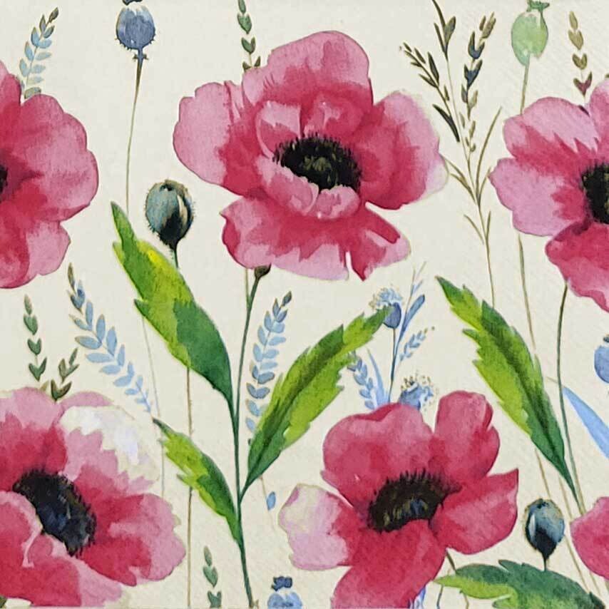 Decoupage Paper Napkins - Floral - Mohanna Cream (1 Sheet)