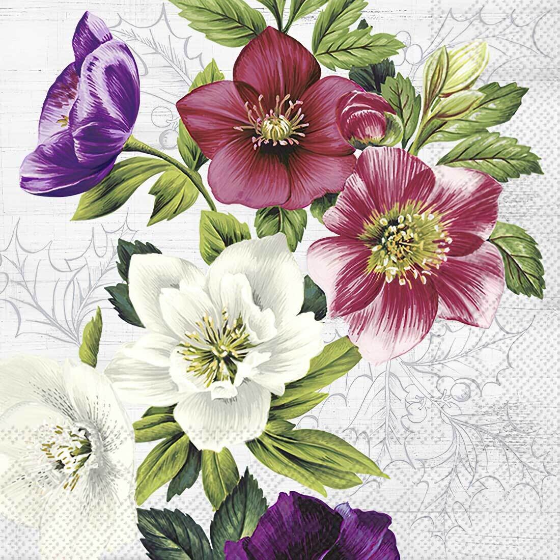 Decoupage Paper Napkins - Floral - Hella Grey (1 Sheet)